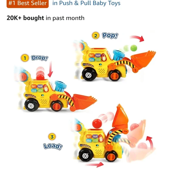VTech Pop-a-Balls Push and Pop Bulldozer – Yellow - Picture 4 of 7